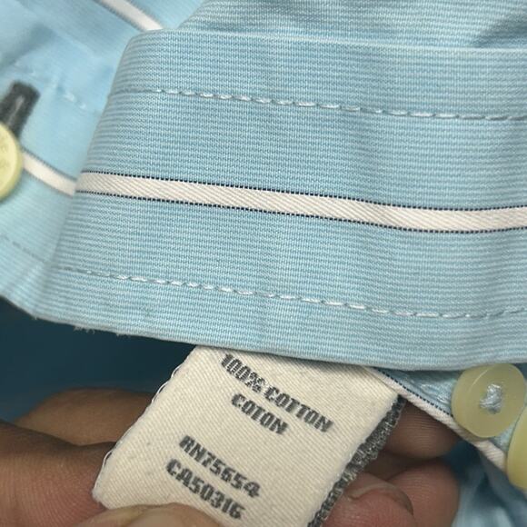 Abercrombie & Fitch Shirt Mens XL Light Blue Striped Button Up Muscle Adult Y2K - Picture 6 of 7